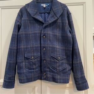 POLO VINTAGE RALPH LAUREN MENS 100% WOOL SHAWL COLLAR BOMBER JACKET SIZE MED